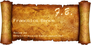 Francsics Bence névjegykártya